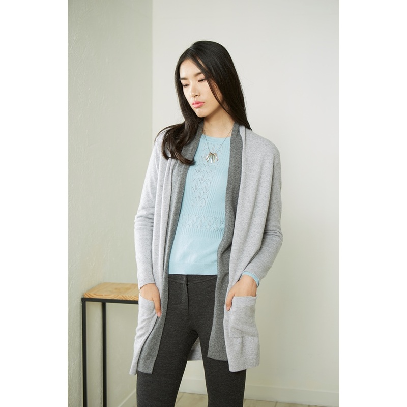 Ladies Contrast Colors Cashmere Cardigan Without Buttons (CPS115012) – Cashmere Cardigan and Pure Cashmere Cardigan price