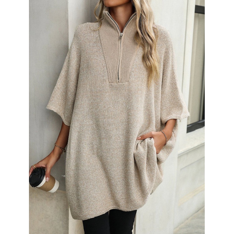 Ladies Fashion Sweater Coat with Zipper at Front Women Knitting Sweater Dress – Sweater and Ladies Sweater price|S