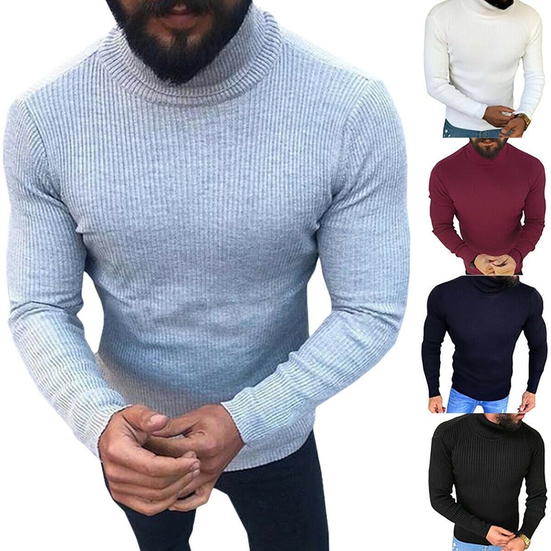 Men Knitted Turtleneck Sweaters Sweater for Winter Men Casual Pullover Slim Fit – Knitted Pullover and Mens Sweaters price|S