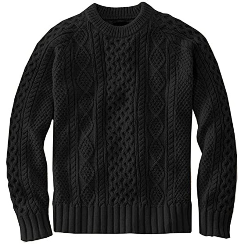 Mens Long Sleeve Cable Knit Pullover Sweater Fisherman Twist Patterned Crewneck Sweater – Base Sweater and Base Pullover price|S