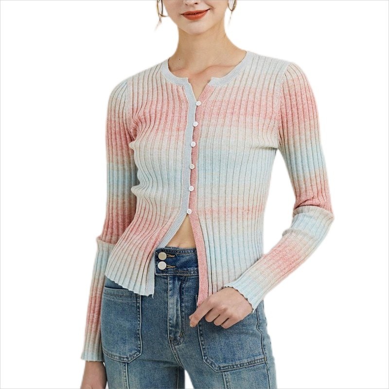 Slim Fit Short Cardigan Women Thin Single Row Button Knitwear Thin Sweaters for Women – Ladies Sweater and Striped Sweater price|S/M/L/Customized Size