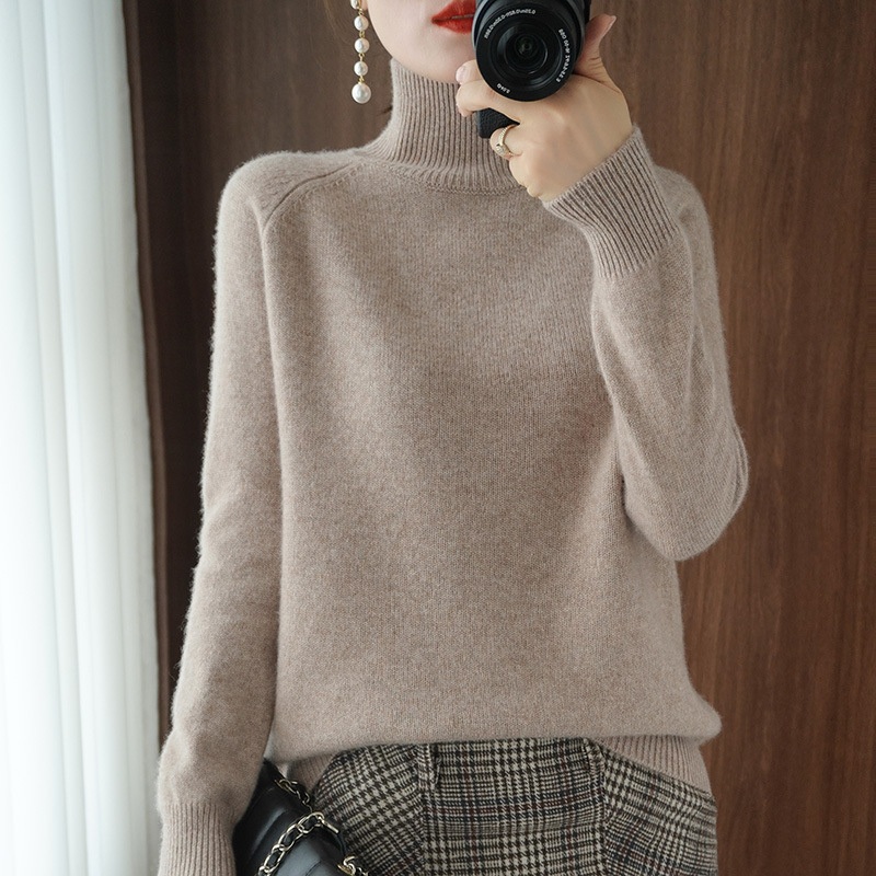 Wholesale High Quality Loose Knit Long Sleeve Solid Color Womens Turtleneck Sweater – Hoodies and Sweater price|S