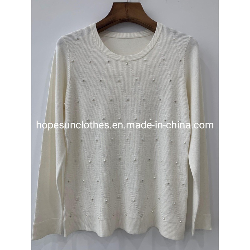 Wholesaler Manufacturer Women Diomand Pattern Jacquard Pearl Beads Poncho Pullover Plus Size Knitwear Sweater – Knitted Jumper and Sudaderas price|S