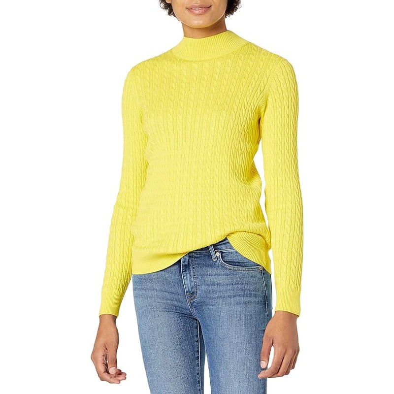 Womens Classic-Fit Lightweight Cable Long-Sleeve Mock Neck Jumper – Knitwear Pullover and Soft Warm price