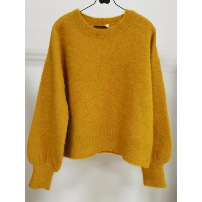 Womens Sweater with Long Balloon Sleeve, Ginger Color – Knitwear and Wool/Alpaca Blend price|S