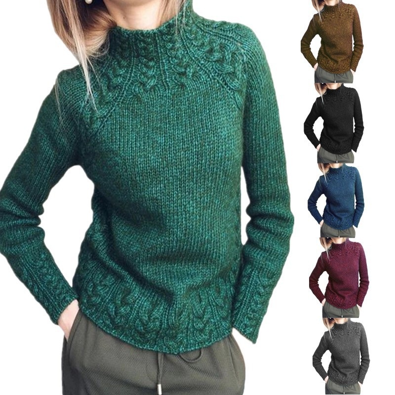 Autumn Winter New O Neck Long Sleeve Pullover Loose Vintage Jacquard Custom Knit Sweater – Cable Knit Sweater and Pullover Sweater price|S