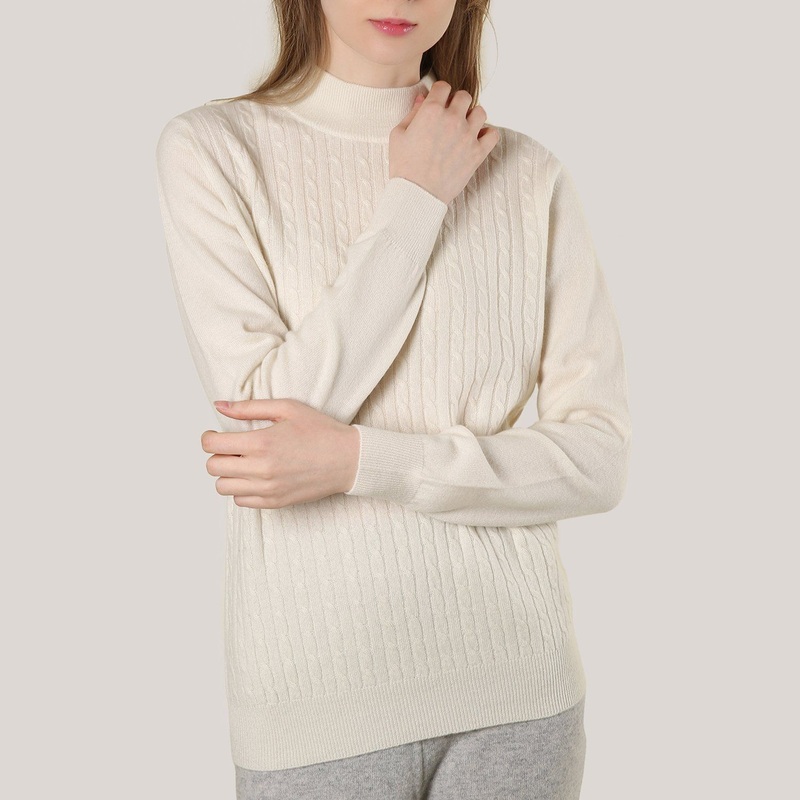Cashmere Mock Neck Sweater with Front Cable – Cashmere Sweater and Women Sweater price|S