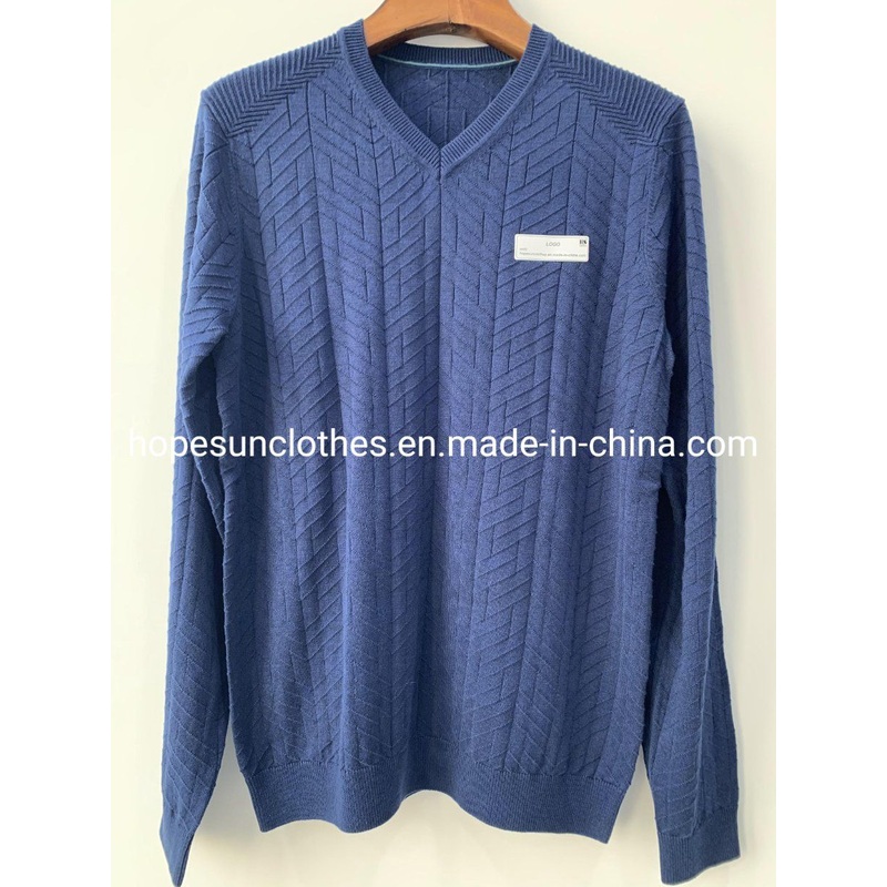 China Factory Man Jacquard V-Neck Cotton Pullover Knitwear Sweater – Sweater and Knitwear price|S