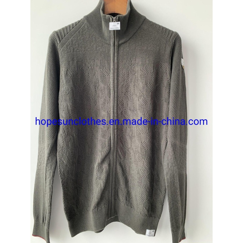 China Factory Men Stand Collar Jacquard Zipper Cotton Cardigan Knitwear Sweater – Sweater and Knitwear price|S