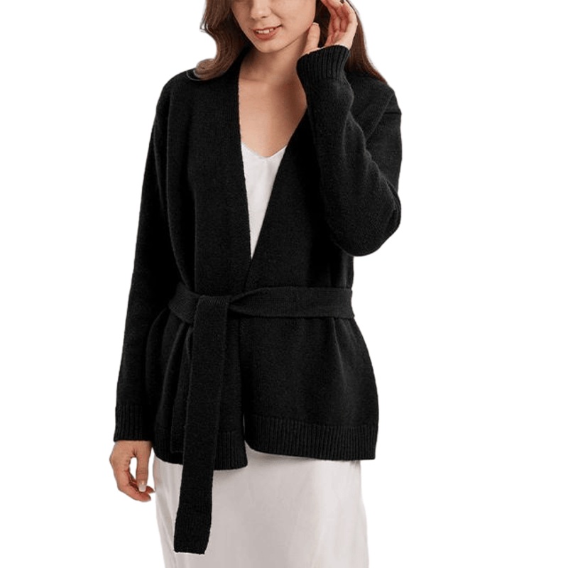 Custom V-Neck Ribbed Knit Pullover Women Jacket Lace-up Design Women Cardigan – Custom Knitted Mens Cardigan and Mens Sweater Cardigan price|Free Size