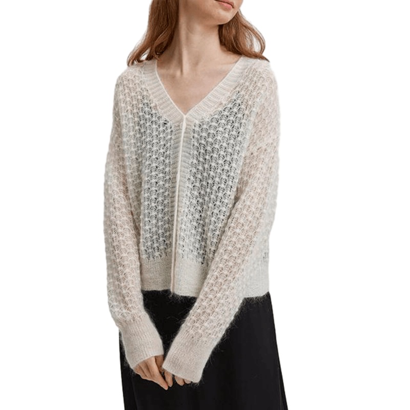 Customized Summer Hollow out Womens Jumpers V-Neck Women Knitwear Single-Breasted Thin Cardigan – Ladies Sweater and Customized Factory Sweaters price|S, S/M/L/Customized Size
