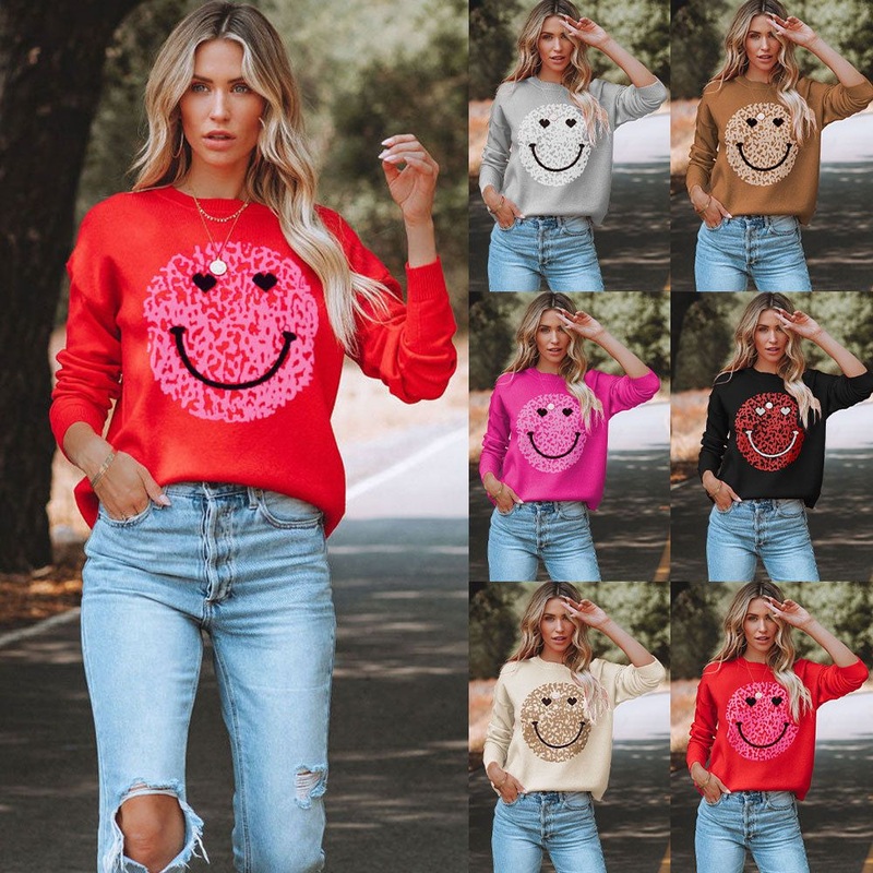 Factory Custom 2022 New Smiley Halloween Sweater Crew Neck Sweater Knitting Sweater for Women – Halloween Sweater and Crew Neck Sweater price|S