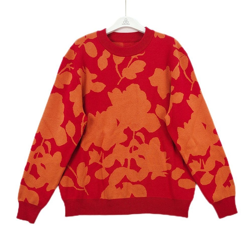 Factory Wholesale Mens Casual Pullover Custom Jacquard Fashion Red Sweater – Long Sleeve Winter Fashion and Knitted Pullover Sweater price|S/M/L/Customized Size
