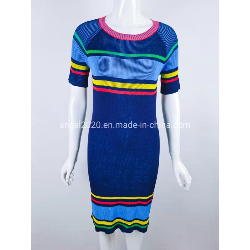Garments Buyers Ladies Knitted Strips Ribs Long Dress of Ak210642 – Sweatsirts and Dress price|S