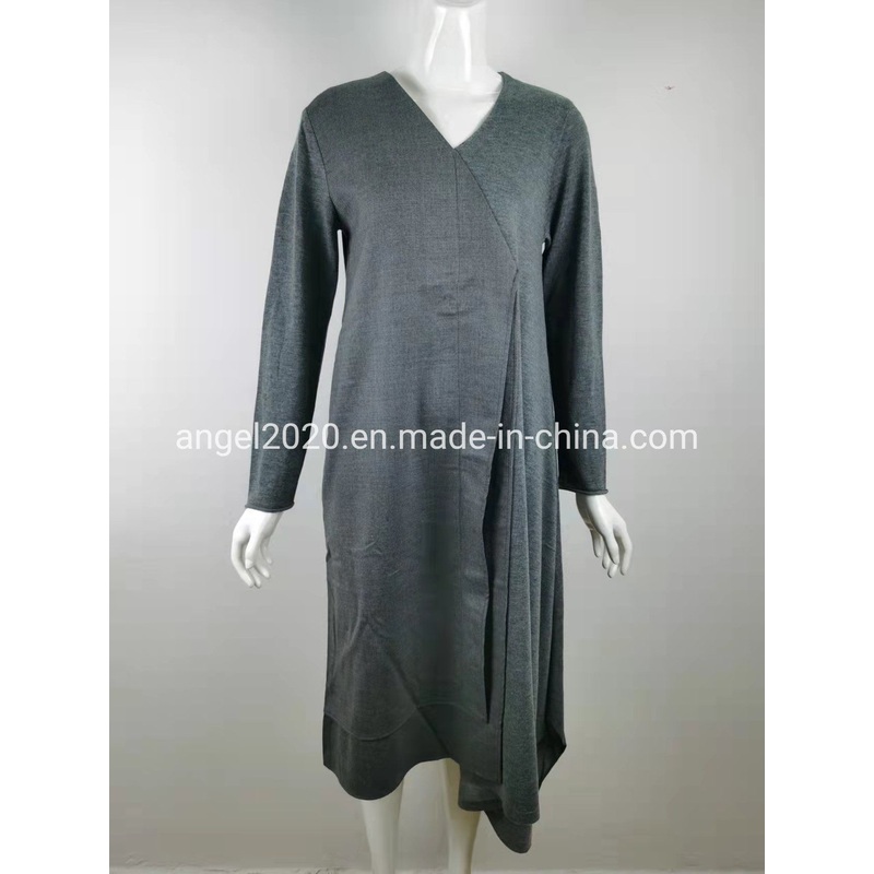 Garments Buyers Laides Knitted with Woven Fabric Long Dress of Akcw314 – Sweatsirts and Dress price|L