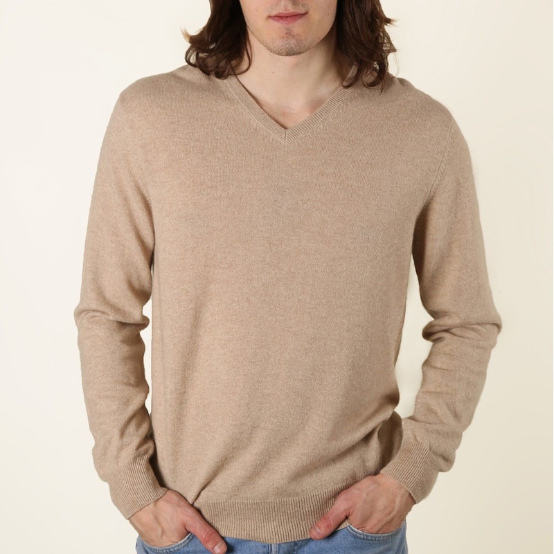 Mens Cashmere Classic Beige V Neck Sweater – Cashmere Sweater and Men Sweater price|S