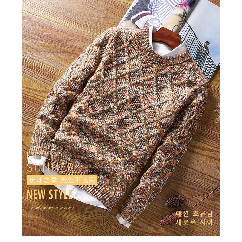 New Fashion Young Mens Color Thick Twist Cable Crew Neck Sweater Long Sleeve Pullover – Thin Sweater and Thin Pullover price|S