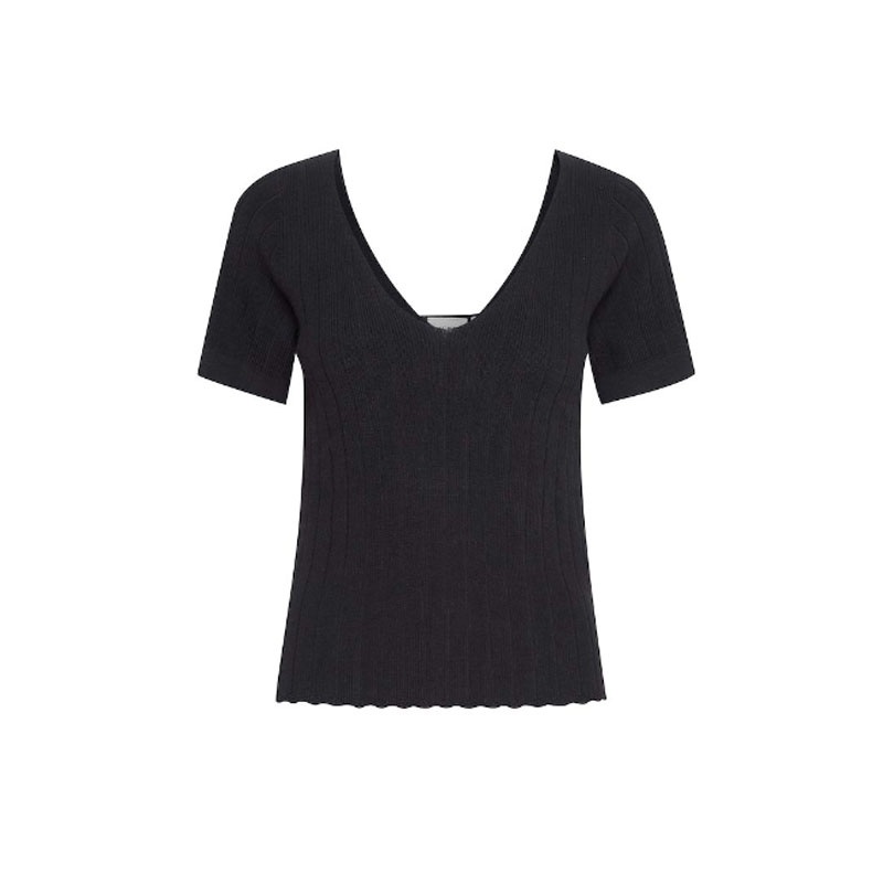 Sexy Backless Short Sleeve Polyacrylic Pullover V-Neck Wave Bottom Nylon Sweater for Ladies – Polyacrylic Sweater and Pullover price|S