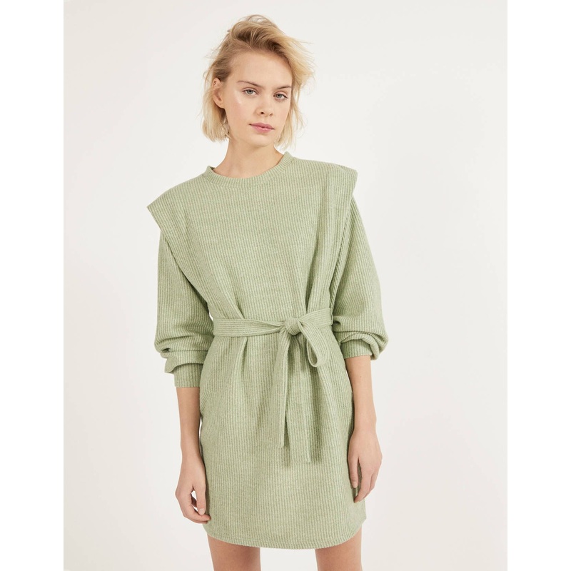 Womens Fashion Casual Clothing Belted Rib Dress – Dress and Clothing price