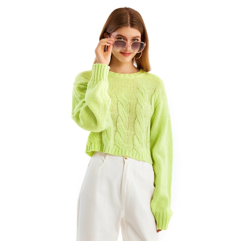 Cable Knit Round Neck Womens Short Sweater Clothing – Apparel and Clothes price|S