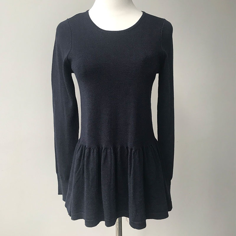 Classical Design Pure Color Crew Neck Wool Sweater Long Sleeve Knitting Pullover for Women – Sweater and Pullover price|S