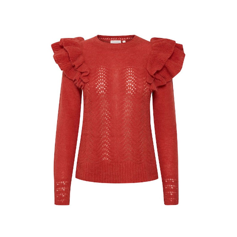 Fashion Design Hollow out Solid Color Nylon Pullover Long Sleeve Falbala off Shoulder Wool Sweater for Women – Clothing and Pullover price|S