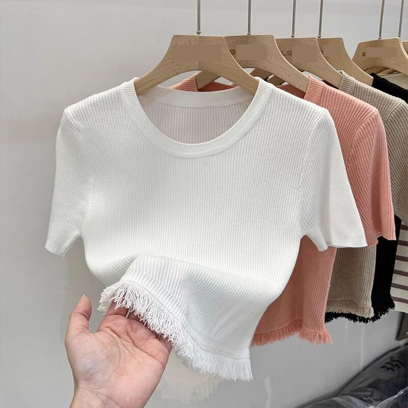 Fashion Designer Tassels Crew Neck Pullover Women Clothes Knitted Sweater – Knitwear and Pullover price|S