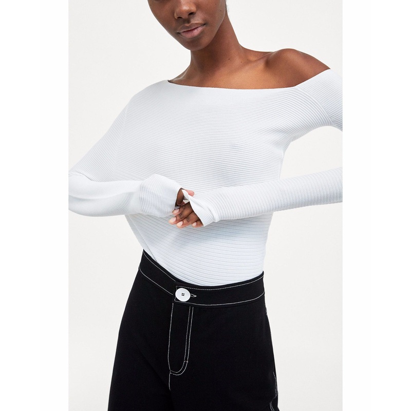 Ladies off Shoulder Ribs Sweater with Fashion Clothing – Fashion Clothing and Sweater price|S