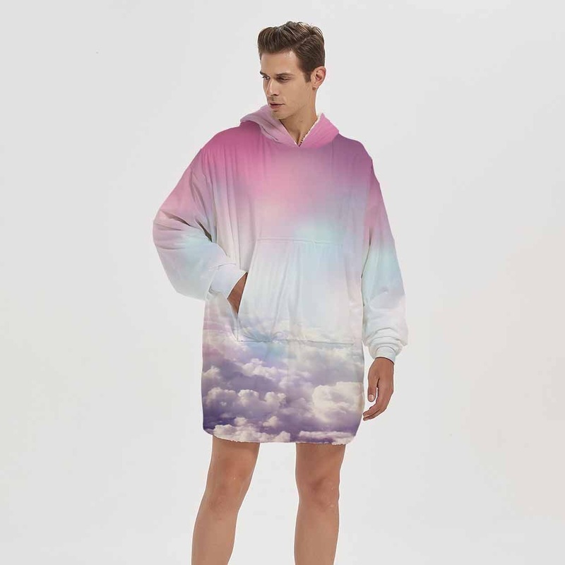 Large Soft Oversized Sherpa Blanket Hoodie Sweatshirt Purple Black – Hoodie Blanket Purple and Purple Blanket Hoodie price|S