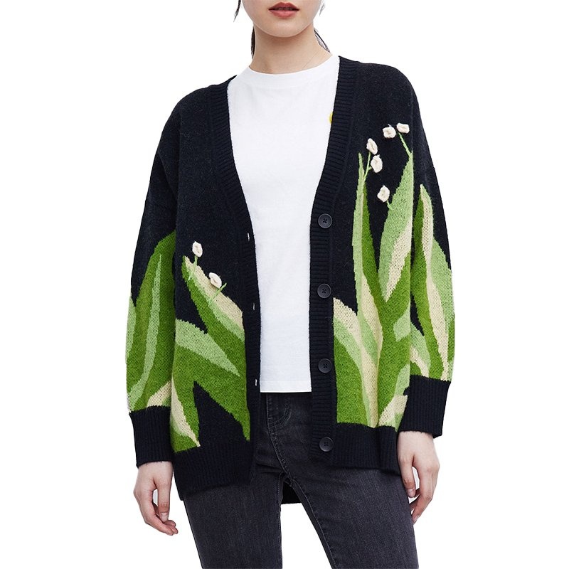 Manufacturers Custom Sweaters for Women V-Neck Cardigan Women Short Women Sweater Cardigan – Ladies Sweater and Striped Sweater price|S, S/M/L/Customized Size