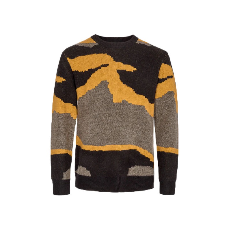 Men Fashion Pattern Jacquard Cotton Sweater Crew Neck Nylon Knitting Pullover – Sweater and Pullover price|S
