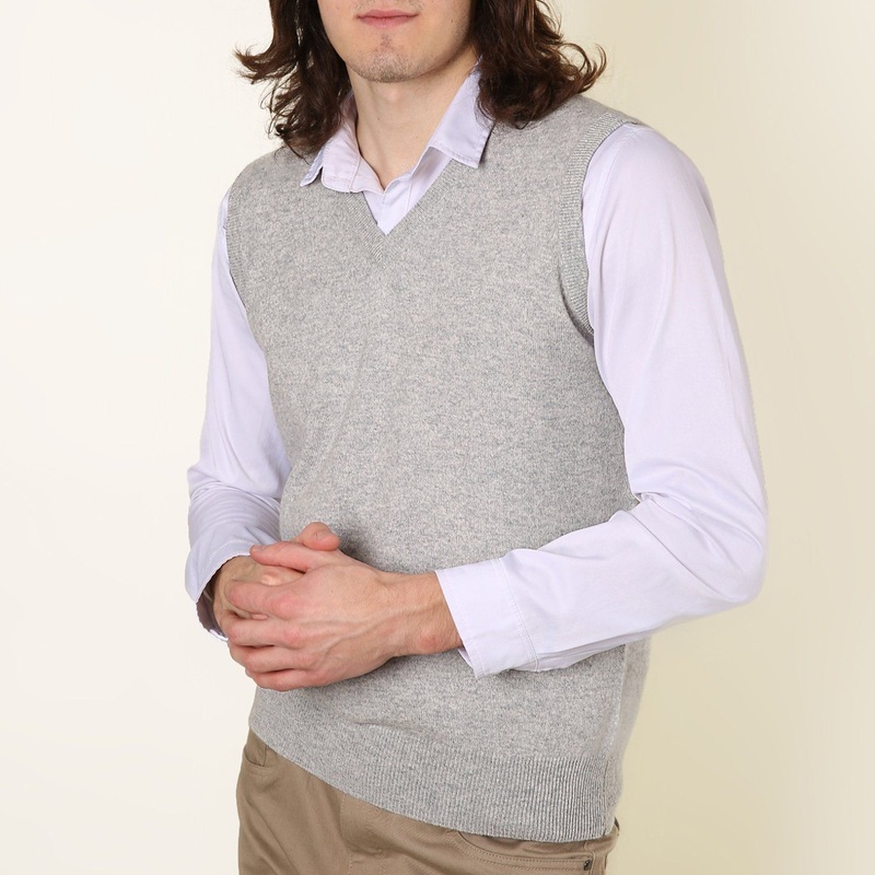 Mens Cashmere Grey V Neck Knitted Vest – Cashmere Vest and Men Vest price