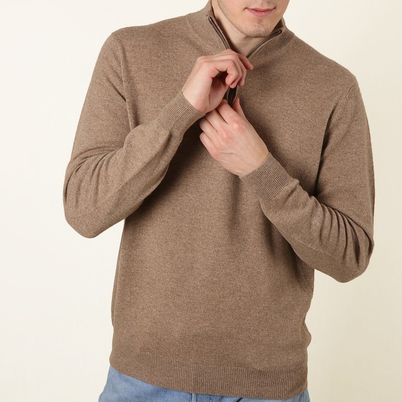 Mens Natural Color Cashmere Quarterzip Sweater – Cashmere Sweater and Men Sweater price|S
