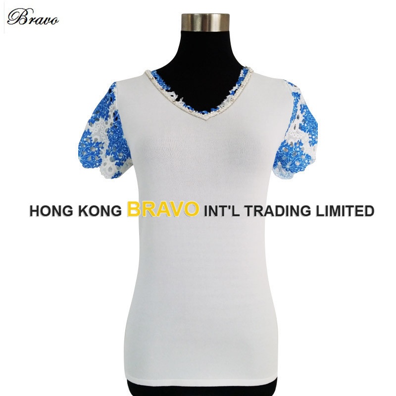 New Fashion Ladies V Neck Short Sleeve Knitting Pullover Sweater (BR042) – Garment and Knitted Garment price|S, S, M, L, Xl, Xxl