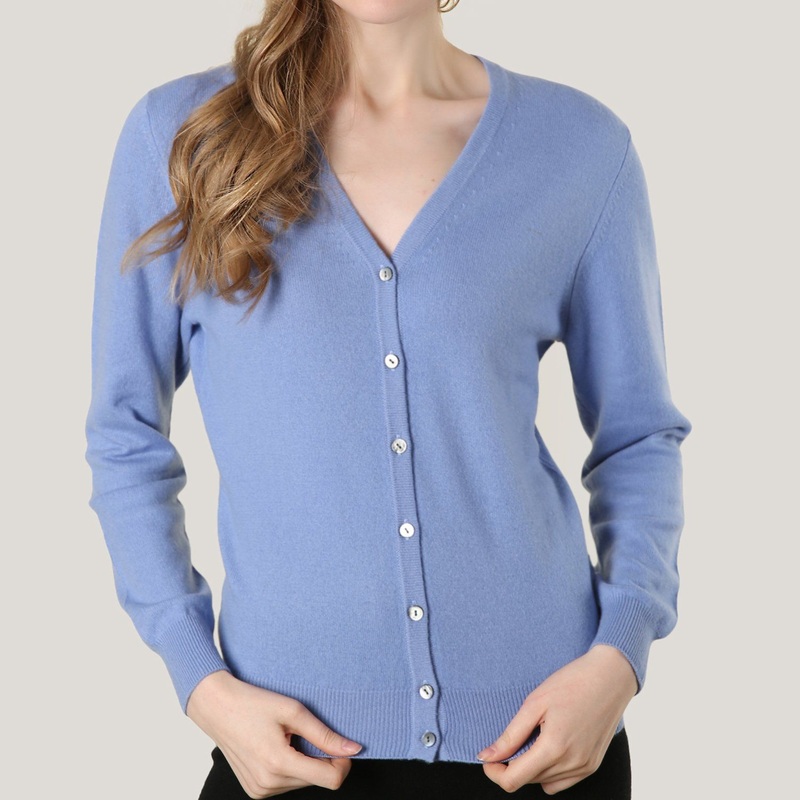 Plain Knit V Neck Button Cardigan in Blue – Cashmere Cardigan and Women Cardigan price