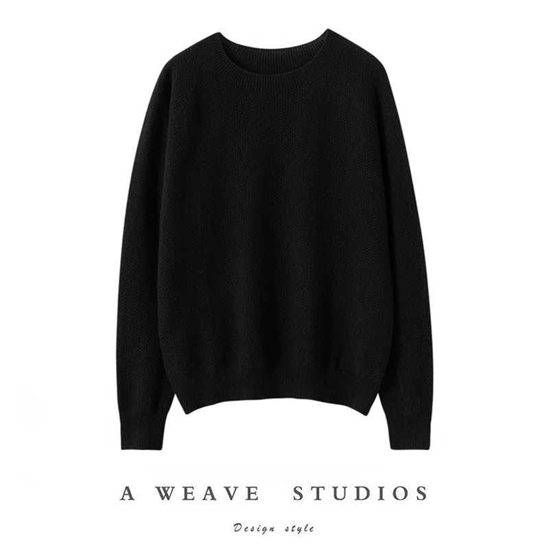 Round Neck High Quality Wholesale Versatile Pure Cashmere Warm Soft Womens Top Sweater Pullover Clothing – White and Black price|S-XXXL,Customizable
