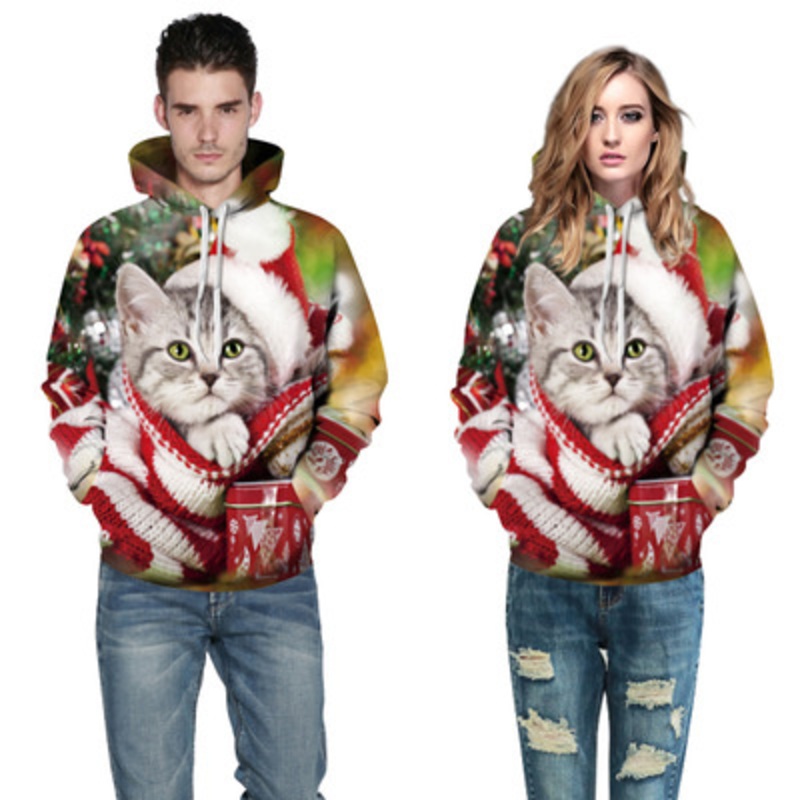 Unisex Christmas Cute Animal Print Hoodie Pullover Jumper – Clothing and Clothes price
