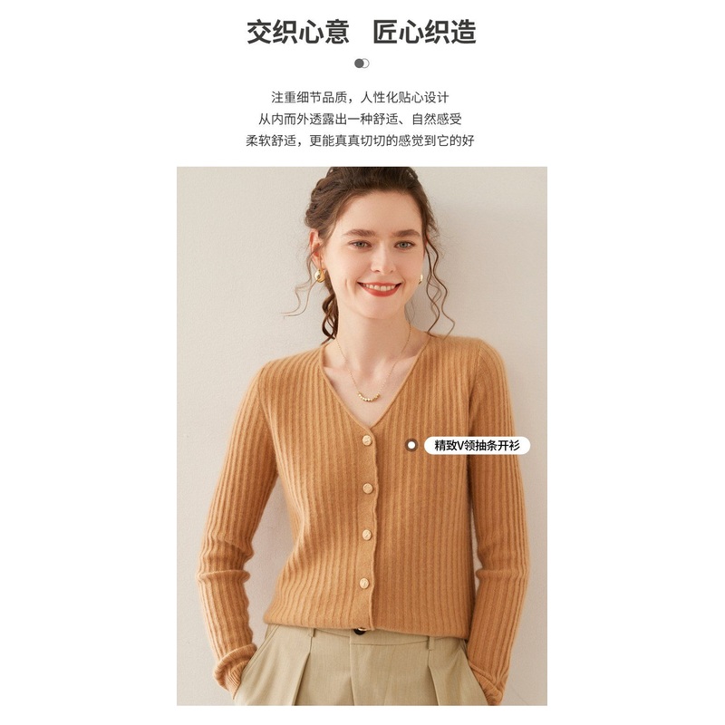 V-Neck Striped Cardigan with Buttons Spring Autumn Women Pullover Cashmere Wool Sweater Lady Top – White and Black price|S-XXXL,Customizable