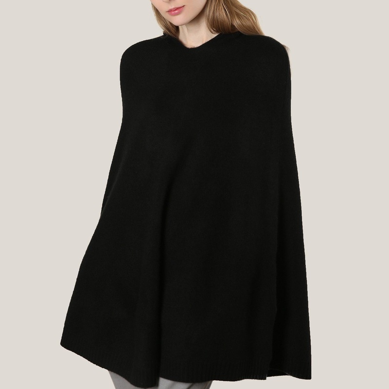 Womens Cashmere Knitted Poncho in Black – Cashmere Poncho and Women Knitted Poncho price