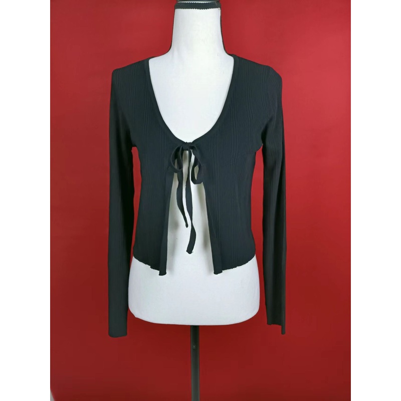 Womens Crew Neck Long Sleeve Cardigan Sweater Belt Neck Wearing in Spring – Women Fashion and Women Clothes price|S