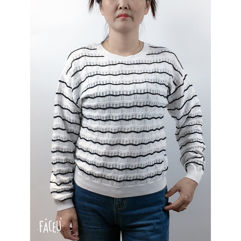 2022 Womens Stripe Design Fashion Knitted Round Neck Pullover Sweater – Womens Sweater and Womens Pullover price|S