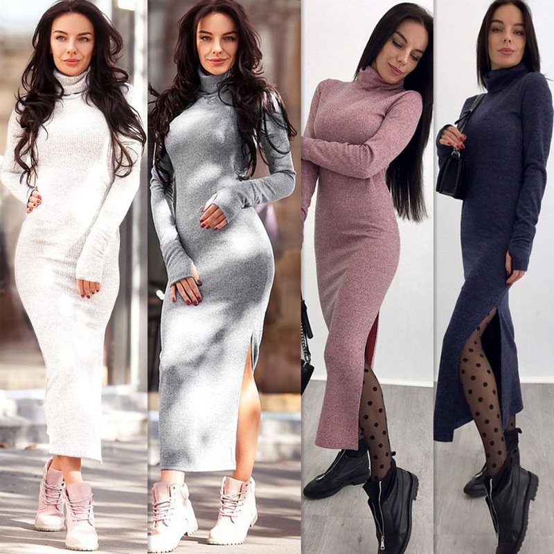 4 Size Winter New High-Neck Sweater Knit Dress Hip Skirt – Sweater and Fashion Sweater price|S