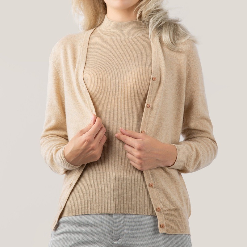 Beige V Neck Plain Knit Button Cardigan – Cashmere Cardigan and Women Cardigan price