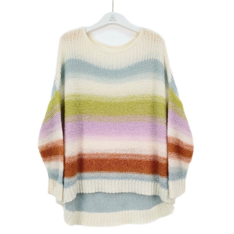 Brand OEM Multicolor Striped Sweatshirt Womens Casual Pullover Mohair Sweater – Ladies Sweater and Customized Factory Sweaters price|S/M/L/Customized Size