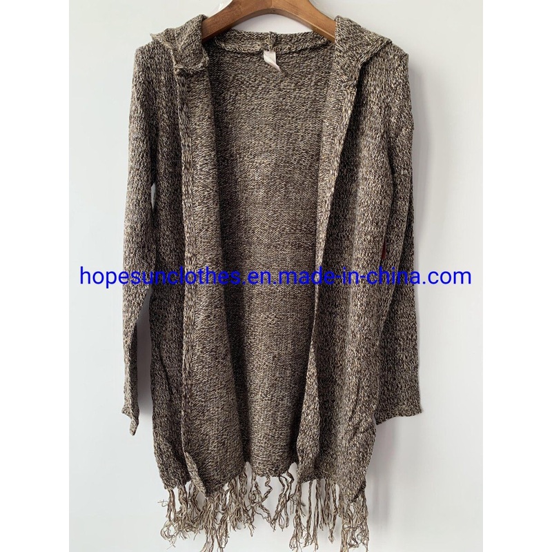 China Factory Woman Fringe Hooded Cardigan Knitwear Sweater – Sweater and Knitwear price|S