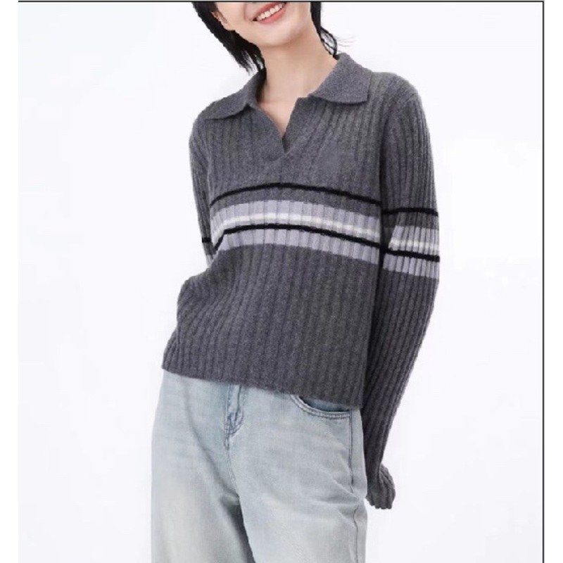Classic Striped High Quality Wholesale Shirt Collar Casual Pullover Loose Fashion Womens Knitted Cashmere Sweater – White and Black price|S-XXXL,Customizable