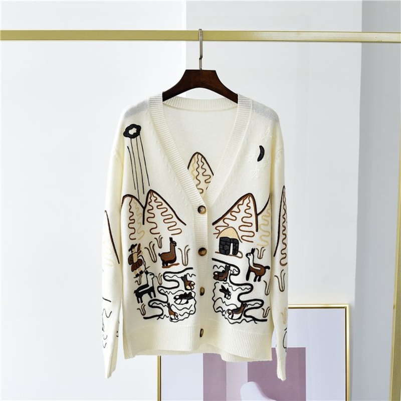Custom Embroidered Wool V Neck Cardigan Sweater – Sweater and Wool price|S