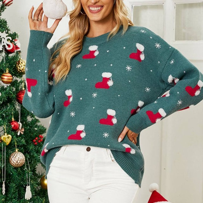 Custom Women Vintage Knitted Jumper Casual Jacquard Family Christmas Sweater – Customized Factory Sweaters and Women Vintage Sweater price|S/M/L/Customized Size