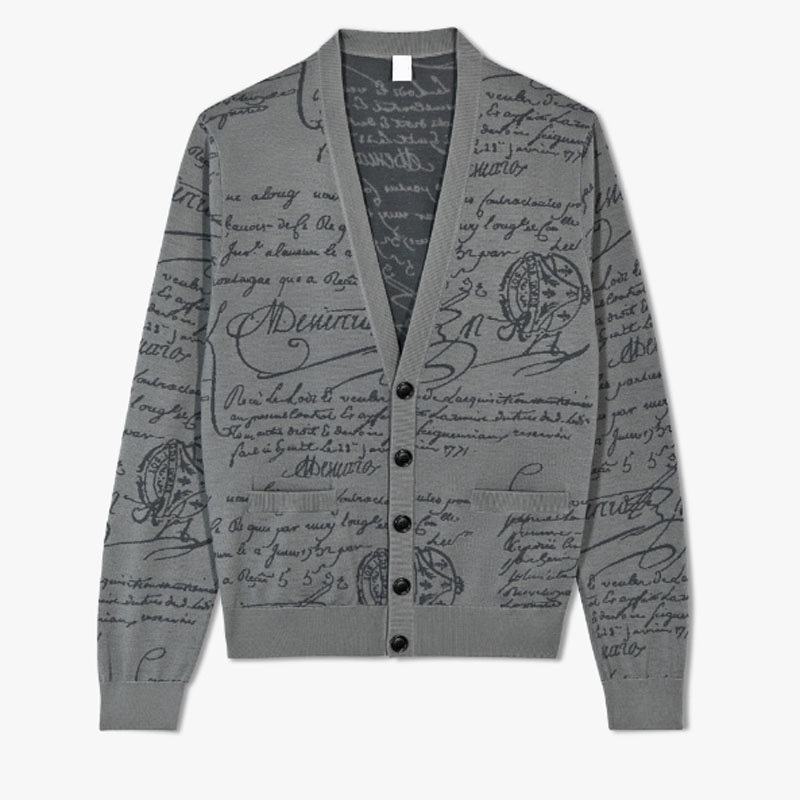 Designer Letter Men Cardigan Sweater V-Neck Cotton Knitted Clothing with Pocket – Sweater and Cardigan price|S