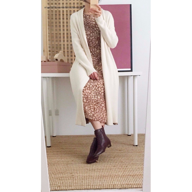 Fashion Ladies Knitted Long Cardigan with Wool Mix Sweaters – Clothes and Fashion price|S